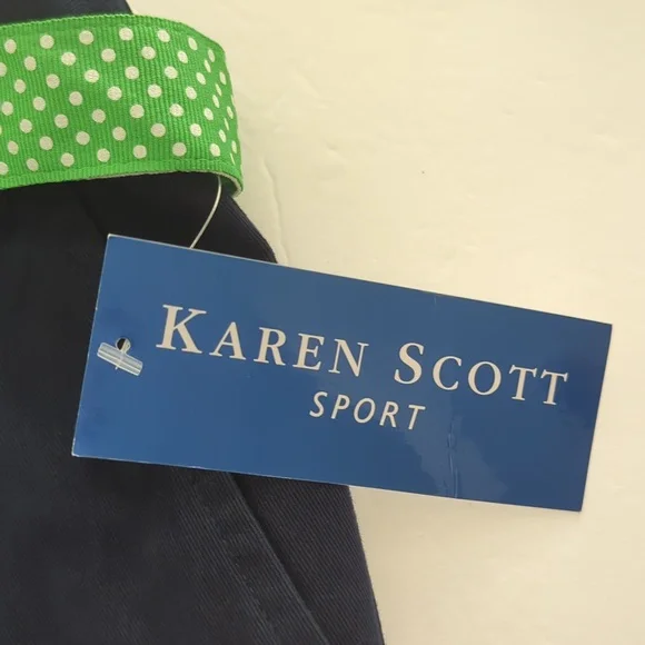 NWT Karen Scott Sport High-Waisted Stretch Belted Shorts 18 Navy Blue Pockets - Picture 5 of 16